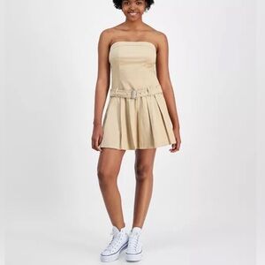 Tinseltown Pleated Khaki Dress